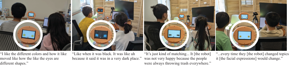 Children engaging with the Xpress storytelling robot.