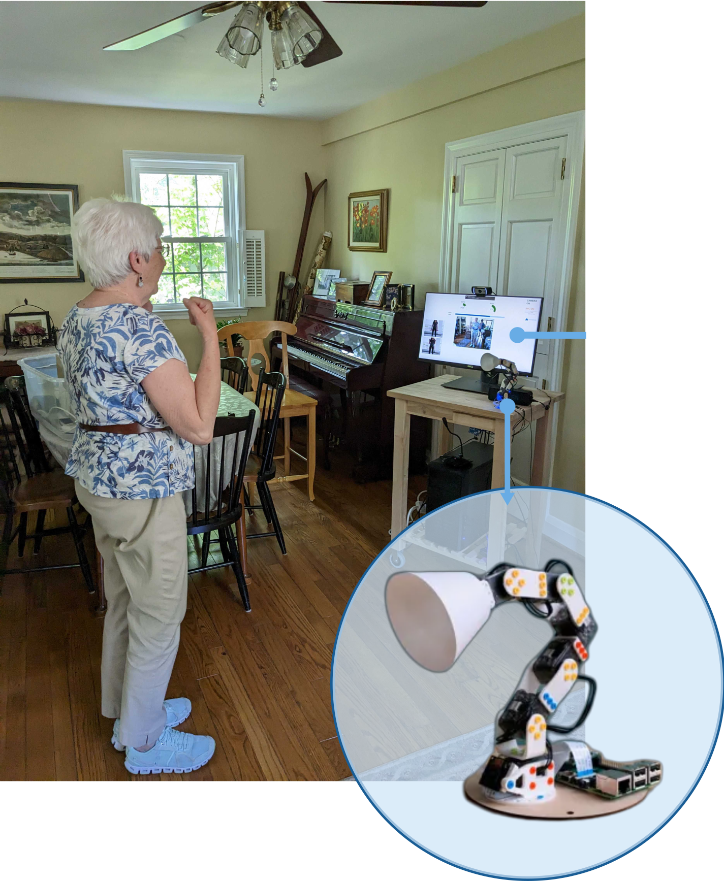 Poppy project teaser image showing the robot exercise partner concept and study context.